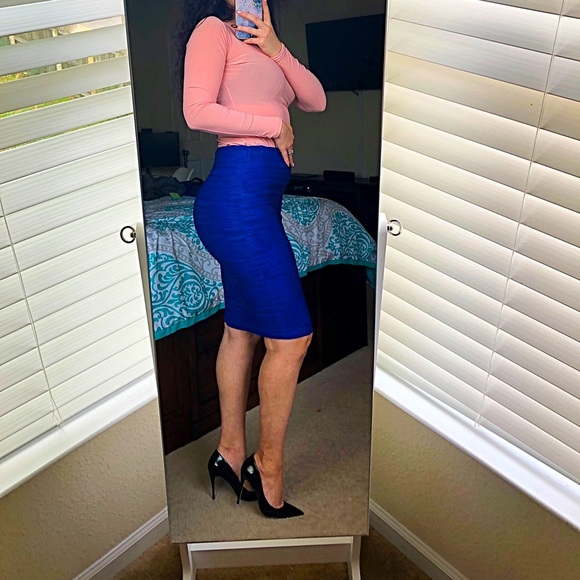 Brat Star midi cobalt blue pencil skirt size S - Picture 4 of 10